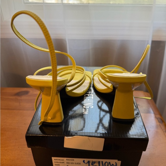 Zara Women's Bright Yellow Heeled Sandals - Picture 3 of 3